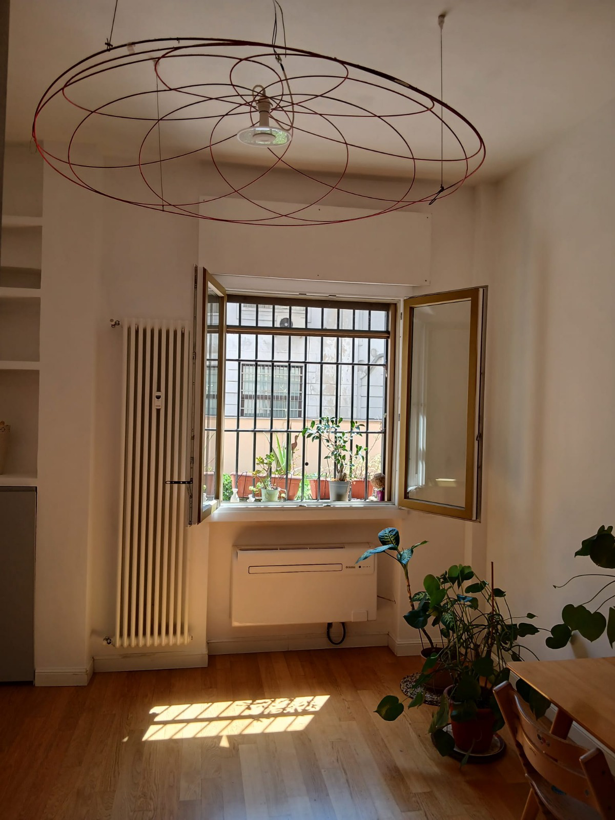 Zona living, finestra e piante
